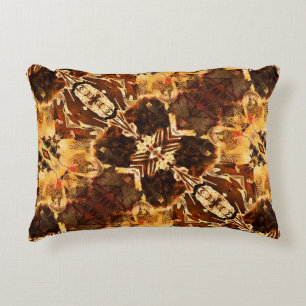 art nouveau ornamental golden and brown pa accent kussen