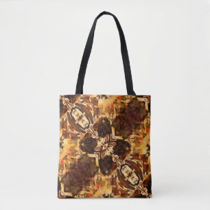 art nouveau ornamental golden and brown pa tote bag