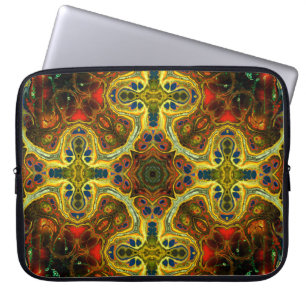 art nouveau ornamental patroon in groen, y laptop sleeve