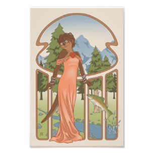 Art Nouveau Otter Furry Print Foto Afdruk