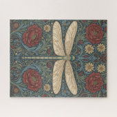 Art Nouveau Oudheid Libelle Bloemen Legpuzzel (Horizontaal)