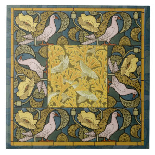 Art Nouveau Oudheid Vis Duif Patroon Verneuil Tegeltje