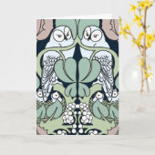 Art Nouveau Owl Nest Happy Jubileum Kaarten (Gele Bloem)
