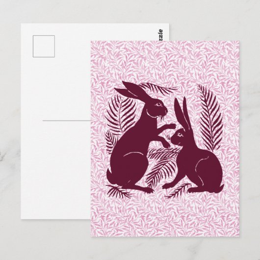 Art Nouveau Paar Konijnen De Morgan en Morris Briefkaart (Voorkant / Achterkant)