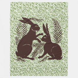 Art Nouveau Paar Konijnen De Morgan en Morris Fleece Deken