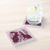 Art Nouveau Paar Konijnen De Morgan en Morris Glazen Onderzetter (Schuin)