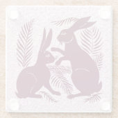 Art Nouveau Paar Konijnen De Morgan en Morris Glazen Onderzetter (Achterkant)