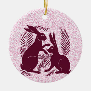 Art Nouveau Paar Konijnen De Morgan en Morris Keramisch Ornament