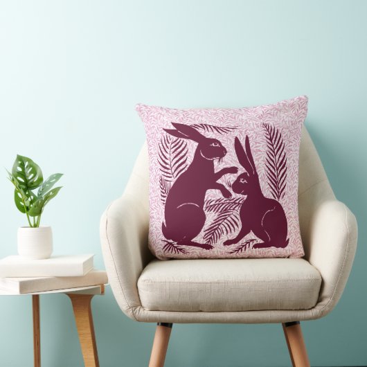 Art Nouveau Paar Konijnen De Morgan en Morris Kussen (Stoel)