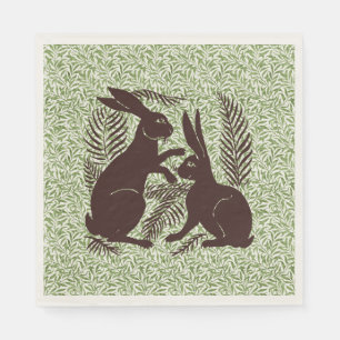 Art Nouveau Paar Konijnen De Morgan en Morris Servet