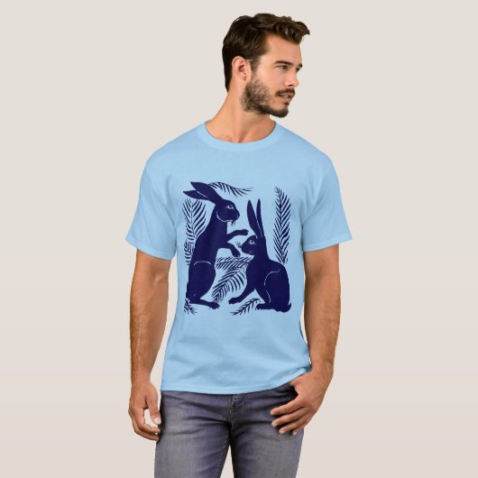 Art Nouveau Paar Konijnen De Morgan en Morris T-shirt (Voorkant volledig)