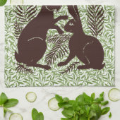 Art Nouveau Paar Konijnen De Morgan en Morris Theedoek (Gevouwen)