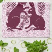 Art Nouveau Paar Konijnen De Morgan en Morris Theedoek (Gevouwen)