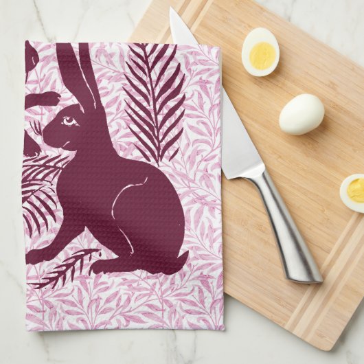 Art Nouveau Paar Konijnen De Morgan en Morris Theedoek (Quarter Fold)