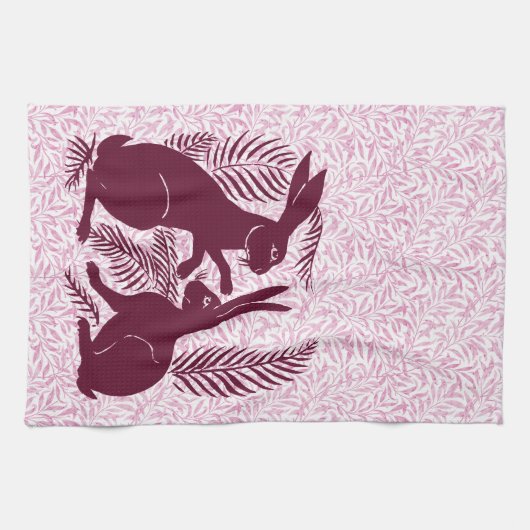 Art Nouveau Paar Konijnen De Morgan en Morris Theedoek (Horizontaal)