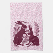 Art Nouveau Paar Konijnen De Morgan en Morris Theedoek (Verticaal)