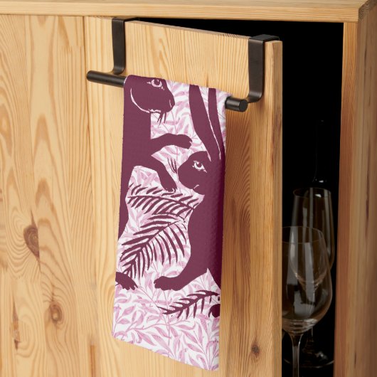 Art Nouveau Paar Konijnen De Morgan en Morris Theedoek (Derde Gevouwen)