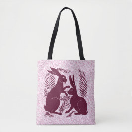 Art Nouveau Paar Konijnen De Morgan en Morris Tote Bag