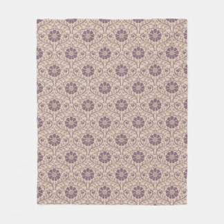 Art Nouveau Paarse Bloemige Handgetekende Vintage Fleece Deken
