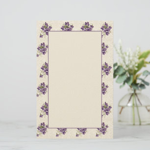 Art Nouveau Paarse Bloempatroon Briefpapier