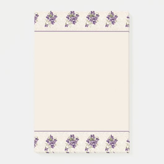 Art Nouveau Paarse Bloempatroon Post-it® Notes (Voorkant)