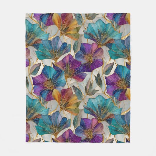 Art Nouveau paarse clematis Fleece Deken (Voorkant)