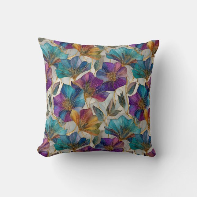 Art Nouveau paarse clematis Kussen (Voorkant)