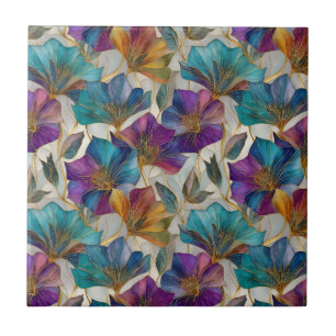 Art Nouveau paarse clematis Tegeltje