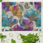 Art Nouveau paarse clematis Theedoek (Gevouwen)