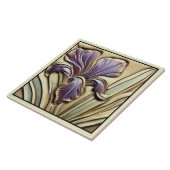  Art Nouveau Paarse Iris Bas Relief Tegeltje (Zijkant)