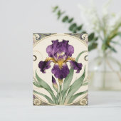Art Nouveau Paarse Iris Briefkaart (Staand voorkant)