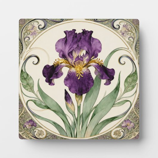 Art Nouveau Paarse Iris Fotoplaat (Voorkant)