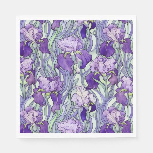 Art Nouveau paarse iris servetten (Voorkant)