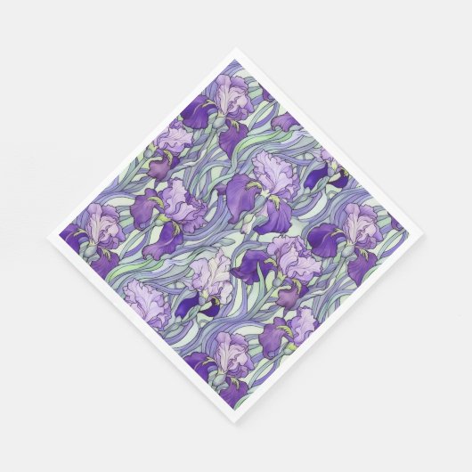 Art Nouveau paarse iris servetten (Hoek)
