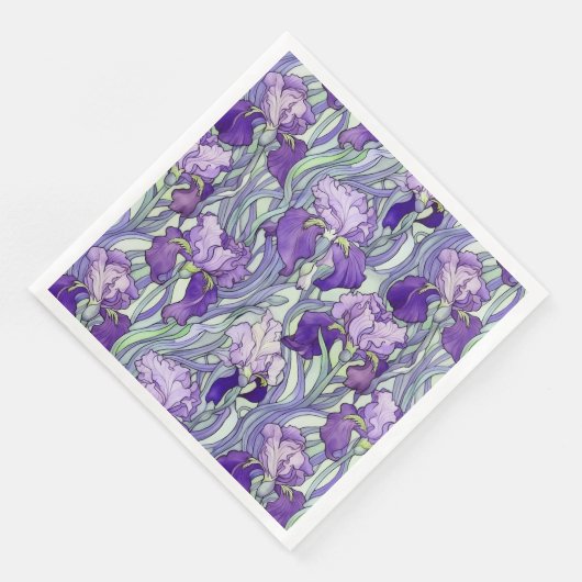 Art Nouveau paarse iris servetten (Hoek)
