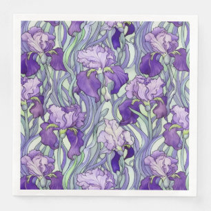 Art Nouveau paarse iris servetten