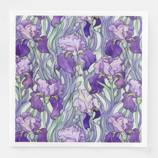 Art Nouveau paarse iris servetten (Voorkant)