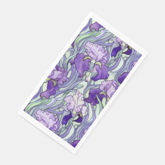 Art Nouveau paarse iris servetten (Hoek)