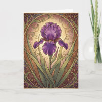 Art Nouveau Paarse Iris Verjaardag
