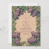 Art Nouveau Paarse Trouwdag Save The Date (Voorkant)