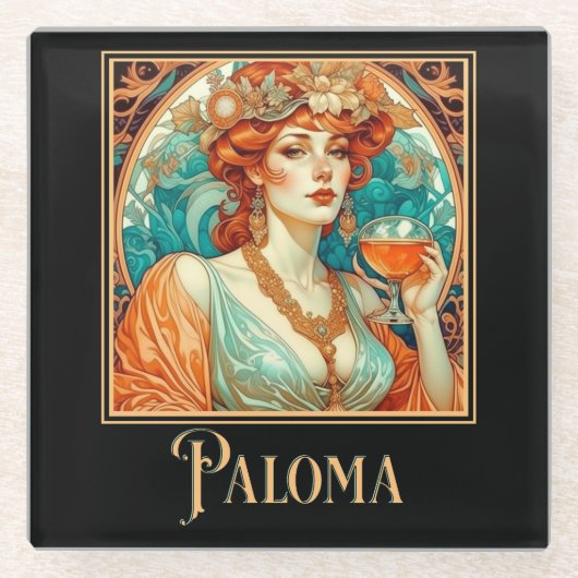 Art Nouveau Paloma Glazen Onderzetter (Voorkant)