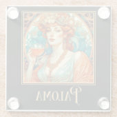 Art Nouveau Paloma Glazen Onderzetter (Achterkant)