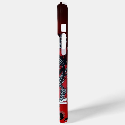 ART NOUVEAU PAN, RODE ZWARTE WIT DAMASK Case-Mate iPhone CASE (Achterkant / Links)