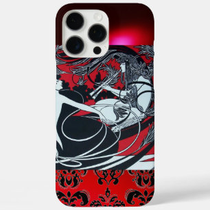 ART NOUVEAU PAN, RODE ZWARTE WIT DAMASK iPhone 16 PRO MAX HOESJE
