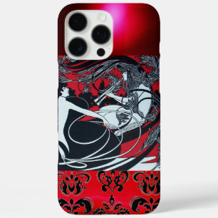 ART NOUVEAU PAN, RODE ZWARTE WIT DAMASK iPhone 16 PRO MAX HOESJE