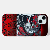 ART NOUVEAU PAN, RODE ZWARTE WIT DAMASK Case-Mate iPhone CASE (Achterkant (horizontaal))