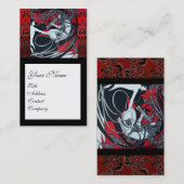 ART NOUVEAU PAN, RODE ZWARTE WIT-DAMASKQUARE VISITEKAARTJE (Voorkant / Achterkant)