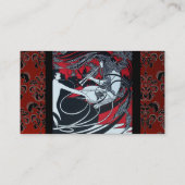 ART NOUVEAU PAN, RODE ZWARTE WIT-DAMASKQUARE VISITEKAARTJE (Achterkant)