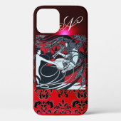 ART NOUVEAU PAN, RODE ZWARTE WITTE MONOGRAM Case-Mate iPhone CASE (Achterkant)