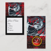 ART NOUVEAU PAN, RODE ZWARTE WITTE MONOGRAM VISITEKAARTJE (Voorkant / Achterkant)